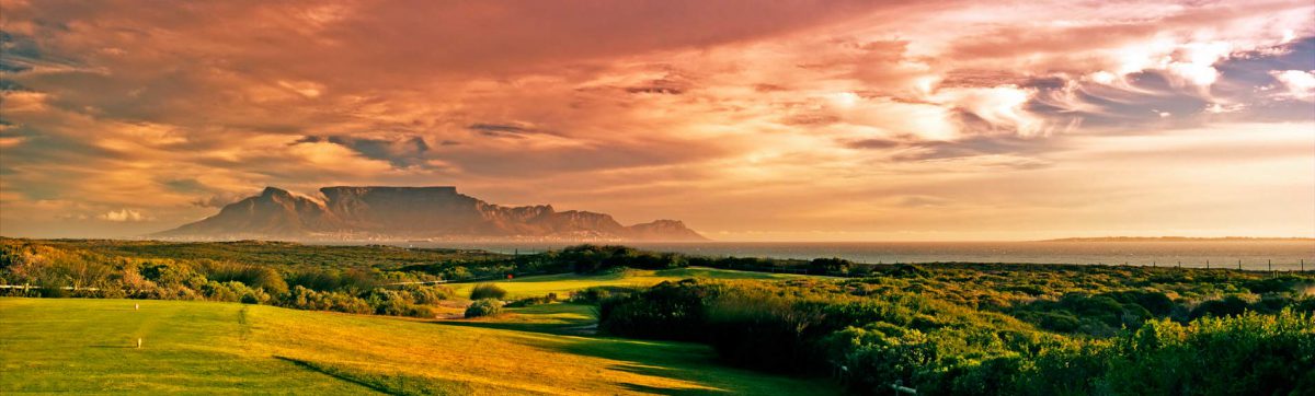 Sunset over Table Mountain and Atlantic Beach golf course.