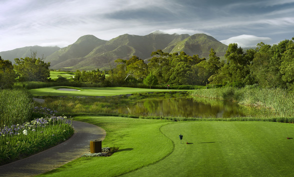 view from the tee box of the 8th green at Fancourt.