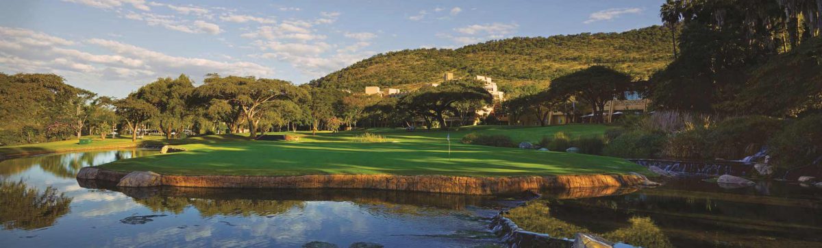 Dusk on the 9th green at Sun City, Gary Player course