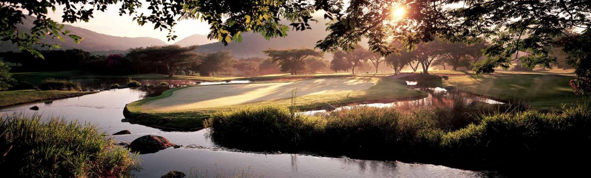 sun rise over the golf green at The Gary Player Country Club Course, Sun City.