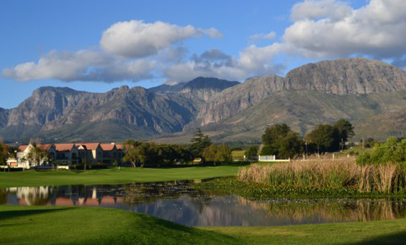 Mountains and lakes surround the golf course at Paarl.