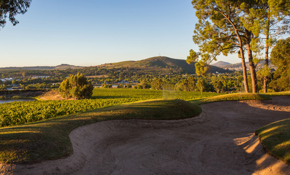 Long shadows over the fairways at Stellenbosch Golf Club.