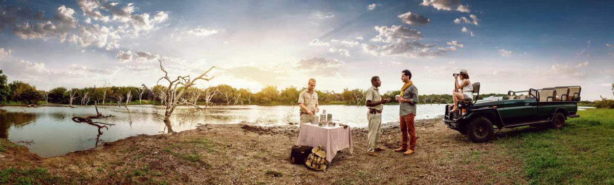 Sundowner drinks stop on a safari game drive