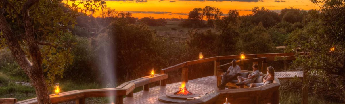 romance and sunset from the deck at Camp Okavango