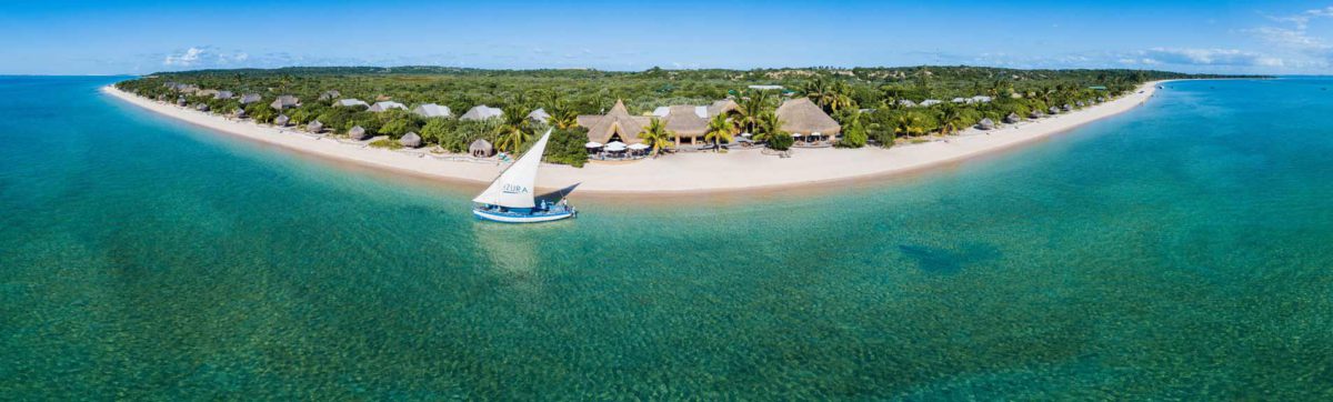 fish eye view of the Benguerra Island in the Bazaruto Archipelago.