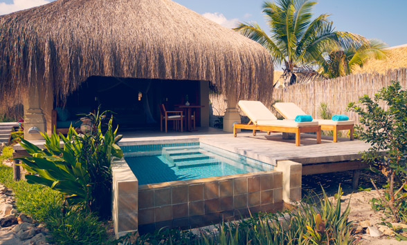 private pool and deck at Azura Benguerra Lodge.