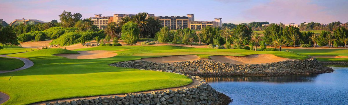 Lakes and fairways of the Abu Dhabi Golf Club.