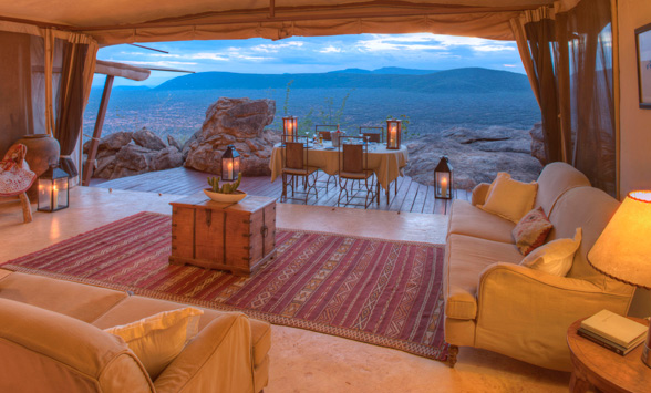 Samburu reserve views, luxury safari lodge.